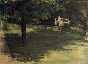 Max Liebermann Garden Bench beneath the Chesnut Treses in t he Wannsee Garden Sweden oil painting artist